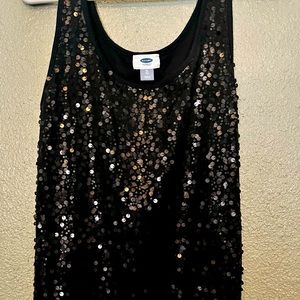 Woman’s XL Old Navy sequined black tank top